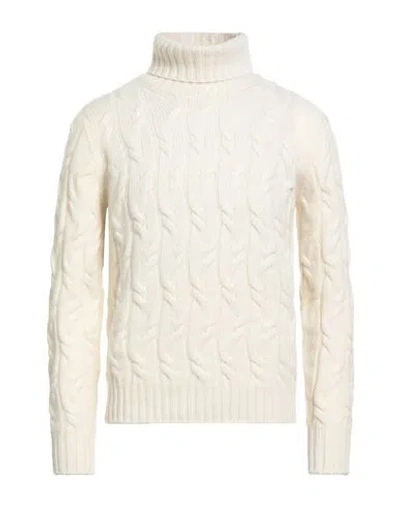 Drumohr Man Turtleneck Ivory Size 38 Cashmere In White