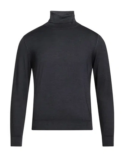 Canali Man Turtleneck Midnight Blue Size 36 Wool, Silk In Blue