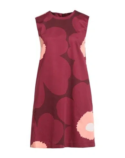 Marimekko Woman Mini Dress Burgundy Size 10 Cotton In Red