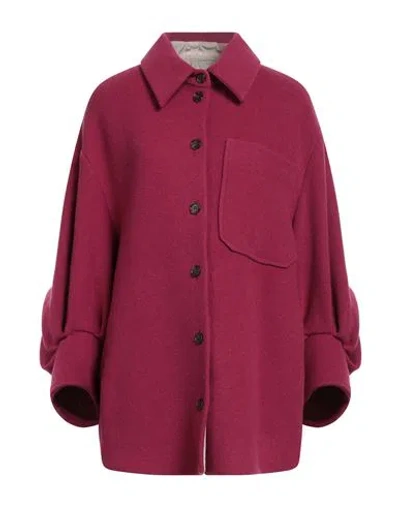 T Coat T_coat Woman Coat Mauve Size 6 Wool, Polyamide In Red
