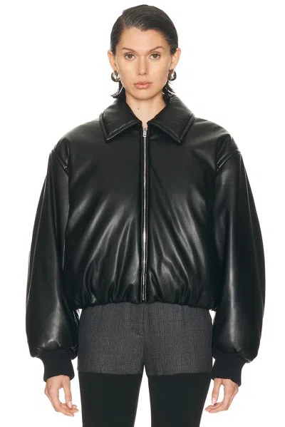Acne Studios Bomber Jacket Crafted From Faux Leather Leather Jackets Black In Black