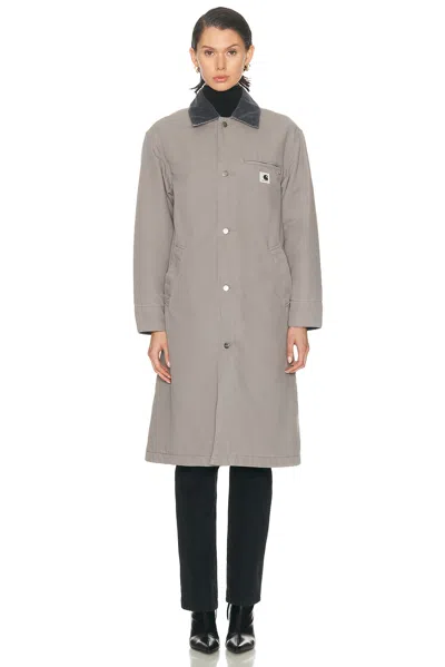 Carhartt Corduroy-collar Button Coat In Gray
