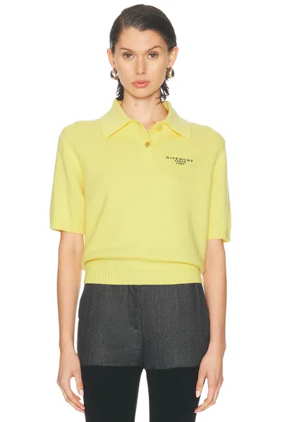 Givenchy Embroidered Short-sleeve Wool-cashmere Polo In Yellow