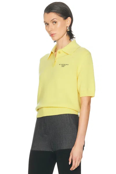 Givenchy Embroidered Short-sleeve Wool-cashmere Polo In Yellow