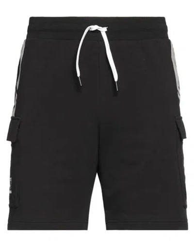 Ea7 Man Shorts & Bermuda Shorts Black Size L Cotton, Polyester, Elastane In Black