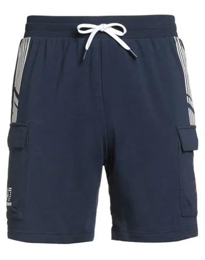Ea7 Man Shorts & Bermuda Shorts Navy Size Xl Cotton, Polyester, Elastane In Blue