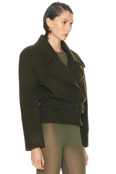 Stella Mccartney Brushed Wool Short Coat In Brown