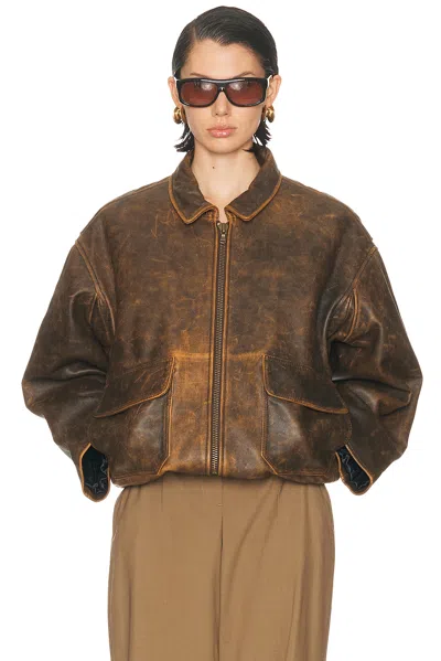 Sprwmn Aviator Jacket In Brown