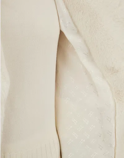 Herno Coat In Soft Alternative Fur In Neutral