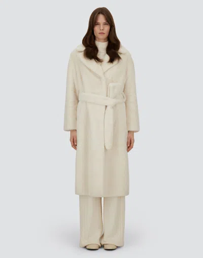 Herno Coat In Soft Alternative Fur In Neutral