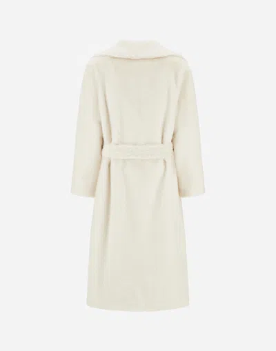 Herno Coat In Soft Alternative Fur In Neutral