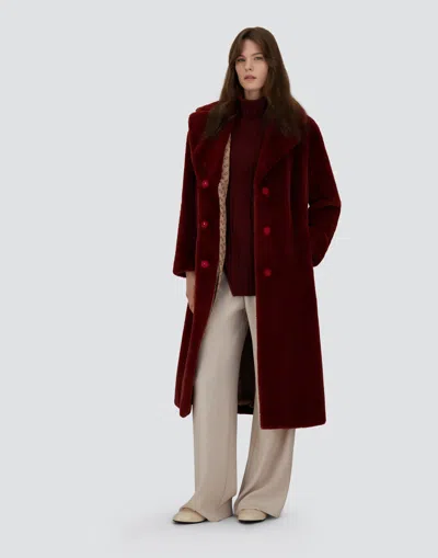 Herno Coat In Soft Alternative Fur In Red
