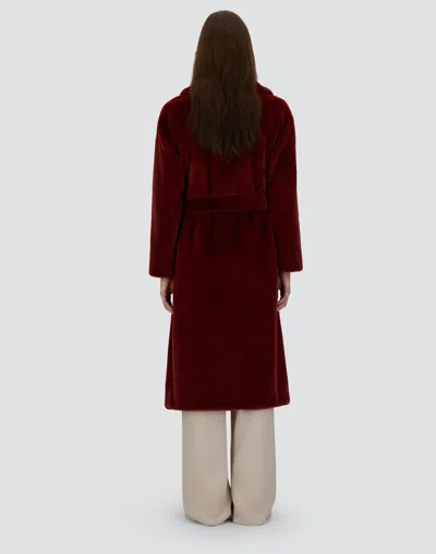 Herno Coat In Soft Alternative Fur In Red