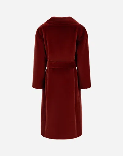 Herno Coat In Soft Alternative Fur In Red