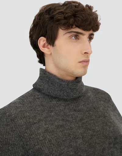 Herno Zigzag-pattern Collared Sweater In Gray