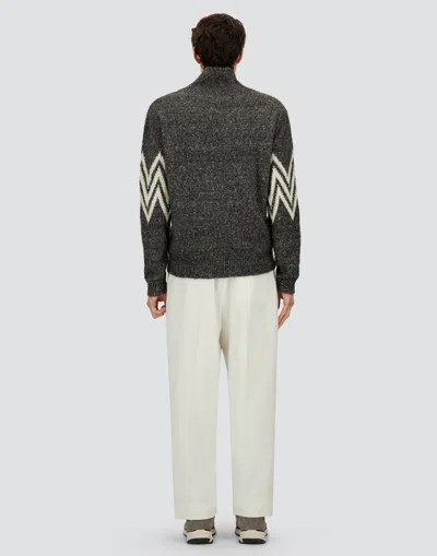 Herno Zigzag-pattern Collared Sweater In Gray