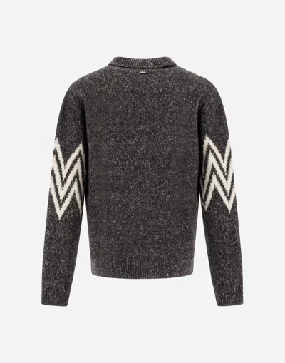Herno Zigzag-pattern Collared Sweater In Gray