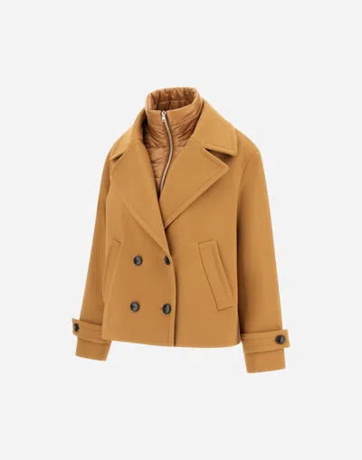 Herno Sailing-inspired Camel Jacket With Removable Bib In Brown