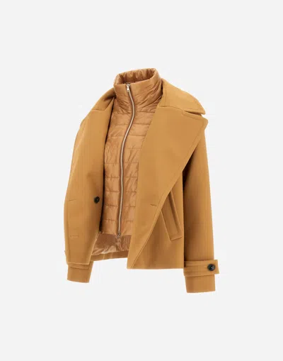 Herno Sailing-inspired Camel Jacket With Removable Bib In Brown