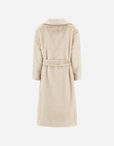 Herno Soft Alternative Fur Coat In Neutral