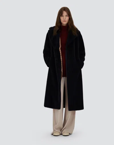 Herno Long Coat With Belted Waist And Notched Lapels In Black