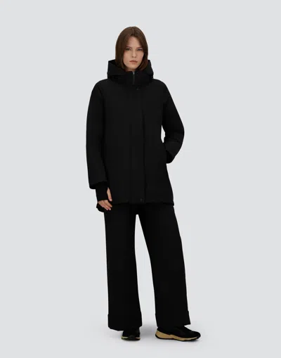 Herno Hooded A-shape Jacket In 2-layer Windstopper In Black