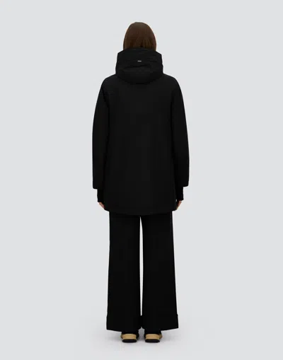 Herno Hooded A-shape Jacket In 2-layer Windstopper In Black