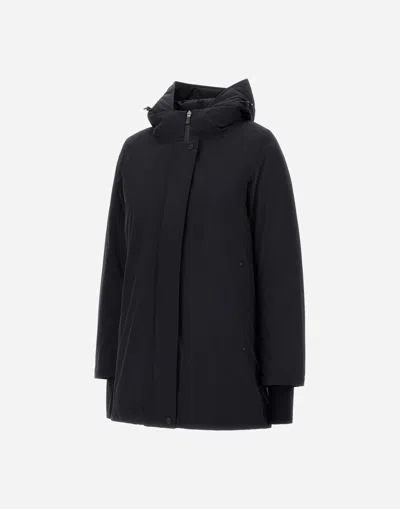 Herno Hooded A-shape Jacket In 2-layer Windstopper In Black