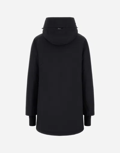 Herno Hooded A-shape Jacket In 2-layer Windstopper In Black