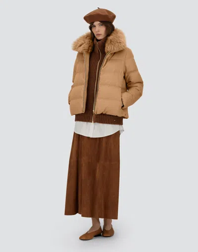 Herno Jacket In Cashmere, Silk And Monogram In Brown