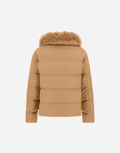 Herno Jacket In Cashmere, Silk And Monogram In Brown