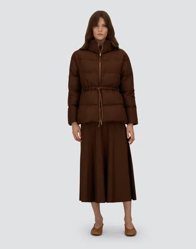 Herno Short Parka In Virgin Wool�tweed In Brown