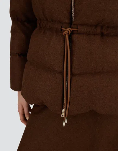 Herno Short Parka In Virgin Wool�tweed In Brown