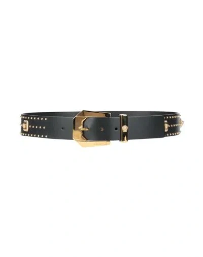 Versace Woman Belt Black Size 36 Calfskin In Black