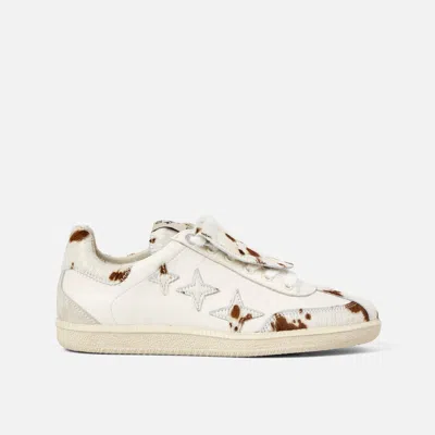 Duke & Dexter Men's Plus Designer Duke Brown Cow Sneaker - Women's In White
