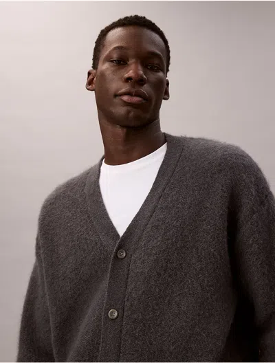 Calvin Klein Men's Brushed Wool Blend Cardigan In Brown