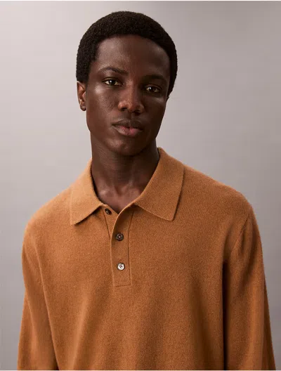 Calvin Klein Polo-collar Sweater In Brown