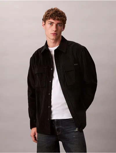 Calvin Klein Jeans Est.1978 Corduroy Pocket Shirt Jacket In Black