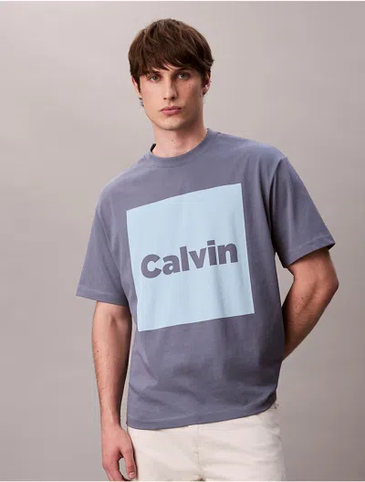 Calvin Klein Jeans Est.1978 Calvin Klein Men's Logo Box Graphic Relaxed T-shirt In Gray