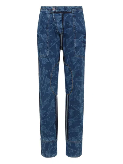 Dsquared2 Vaquera X D2 Statue Of Liberty Cargo Laser Wash Pant In Blue