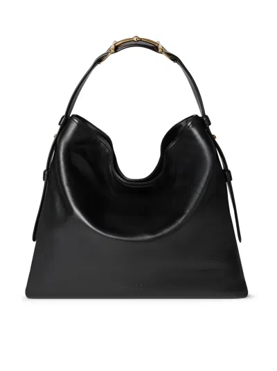 Gucci Beatrix Large Leather Shoulder Bag In Black