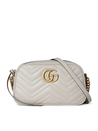 Gucci Small Gg Marmont Chevron Shoulder Bag In Gray