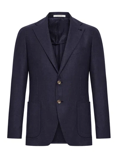 Tagliatore Single-breasted Tailored Wool Jacket In Blue
