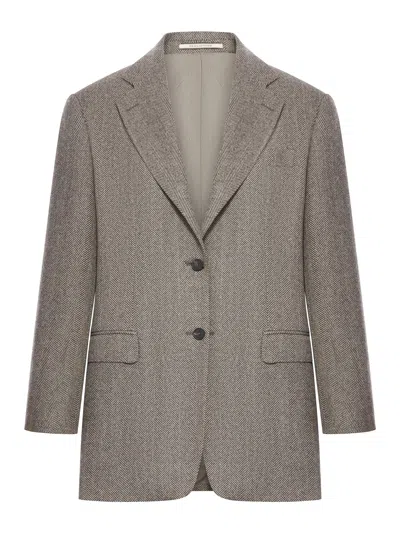 Tagliatore Tailored Wool Jacket In Brown