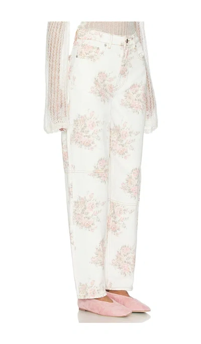 Ganni Flower Jeans In White