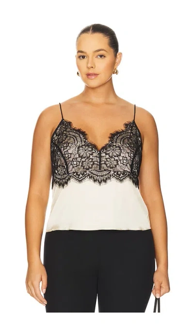 Good American Satin Lace-trim Camisole In Black