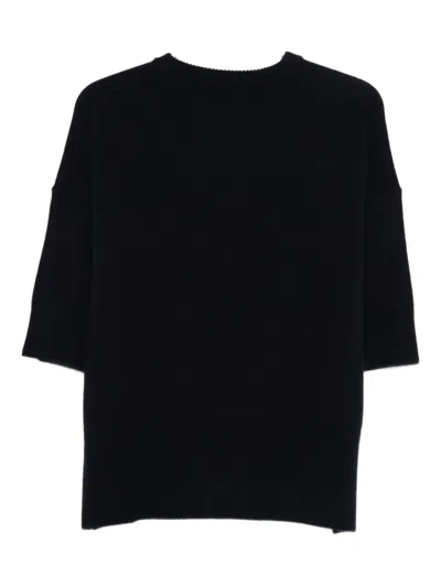 Extreme Cashmere Short-sleeve Knitted Top In Blue