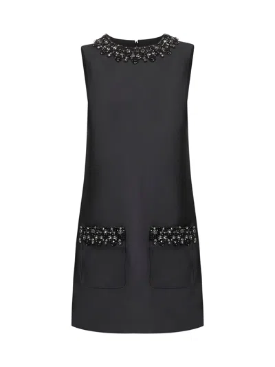 Self-portrait Black Taffeta Embellished Trim Mini Dress Clothing