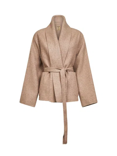 Uma Wang Beige Cashmere Blend Kobina Kimono-style Jacket In Brown