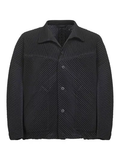 Issey Miyake Textured Fabric Jacket Elastic Hem Front Pocket In Black